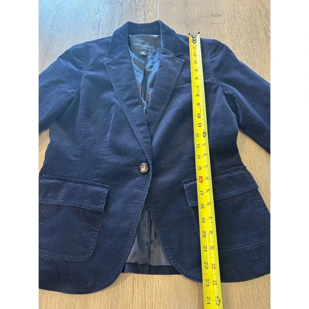 Banana‎ Republic Womens Navy Blue Corduroy Stretch Blazer Jacket Size 8 Button
